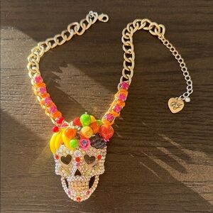 Colorful Mexican Skull Pendant Necklace